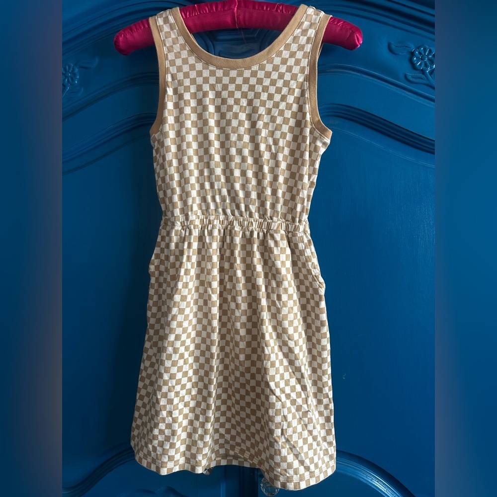 GAP Kids Checkered Dress in Cream and White